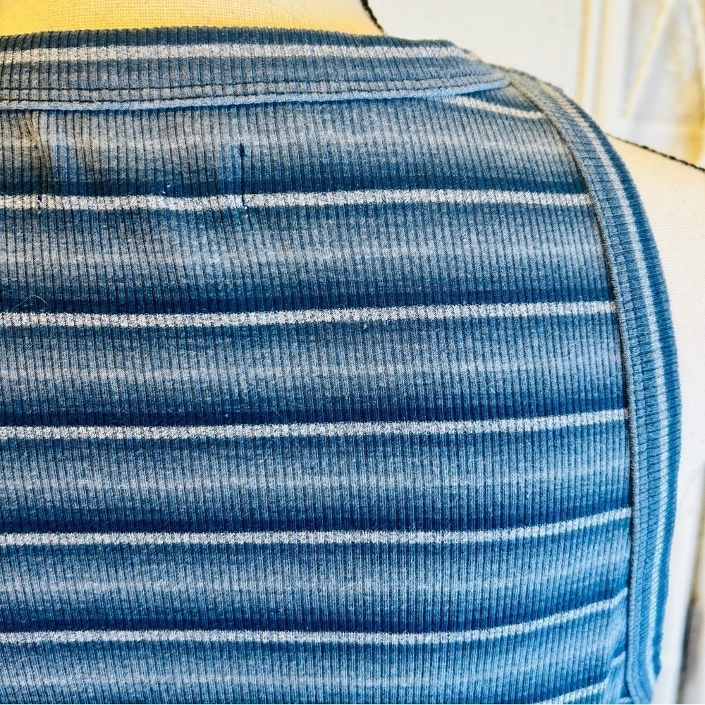 Striped Ribbed Tank Top - Blue - Picture 6 of 13